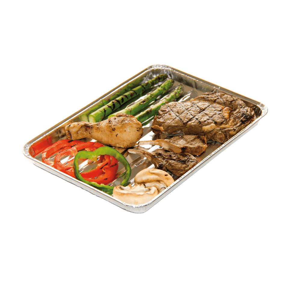 Set of 5 square aluminium barbecue plates